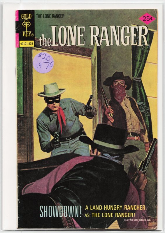 The Lone Ranger #20 (Gold Key, 1975), raw, ungraded comic book — front cover