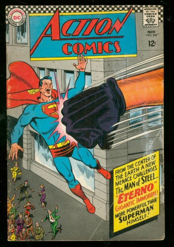 Action Comics #343 (DC Comics, 1966), raw, ungraded comic book — front cover