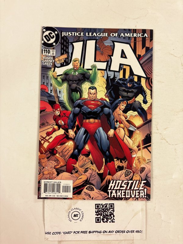 JLA #110 (DC Comics, 2005), raw comic book in NM condition — front cover