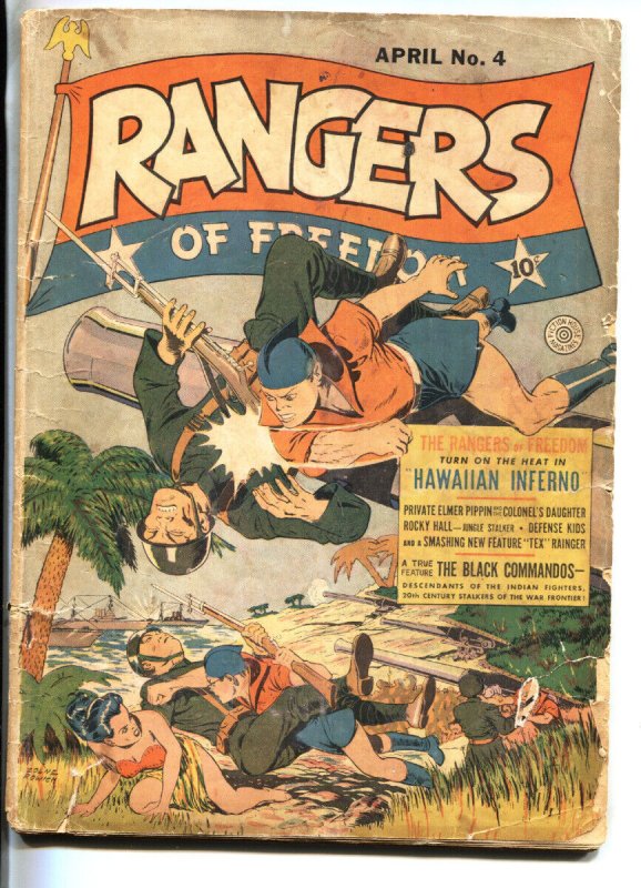Rangers #4 (Fiction House, 1942), raw, ungraded comic book — front cover