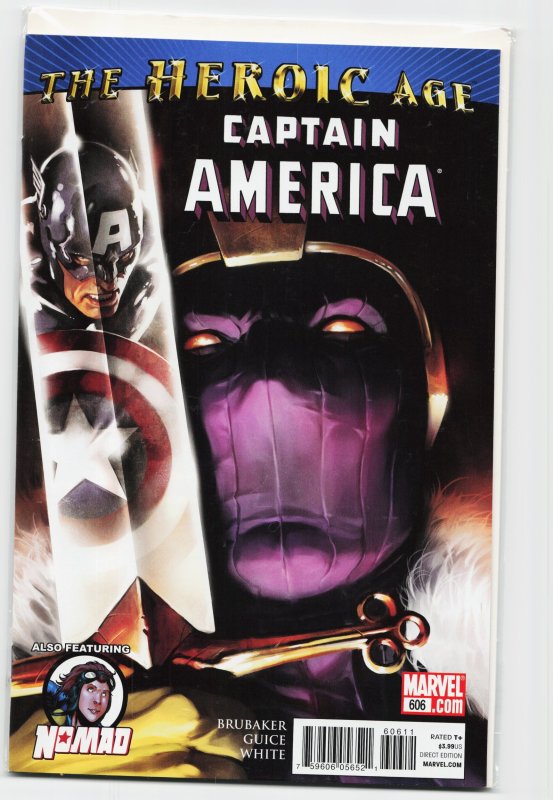 Captain America #606 (Marvel Comics, 2010), raw, ungraded comic book — front cover