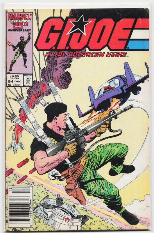 G.I. Joe: A Real American Hero #54 (Marvel Comics, 1986), raw, ungraded comic book — front cover