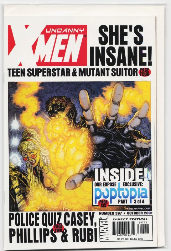 The Uncanny X-Men #397 (Marvel Comics, 2001), raw, ungraded comic book — front cover