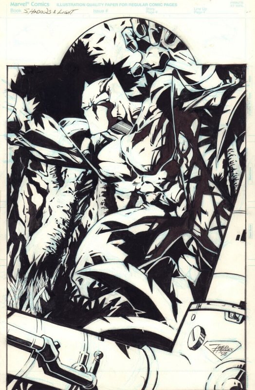 Shadows & Light Black Panther Pin-Up - 1998 Signed art by Fred Haynes (1998), raw, ungraded comic book — front cover