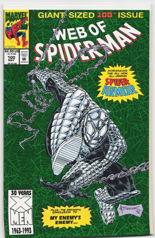 Web of Spider-Man #100 (Marvel Comics, 1993), raw, ungraded comic book — front cover