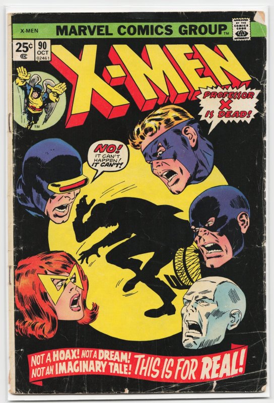 The X-Men #90 (Marvel Comics, 1974), raw, ungraded comic book — front cover