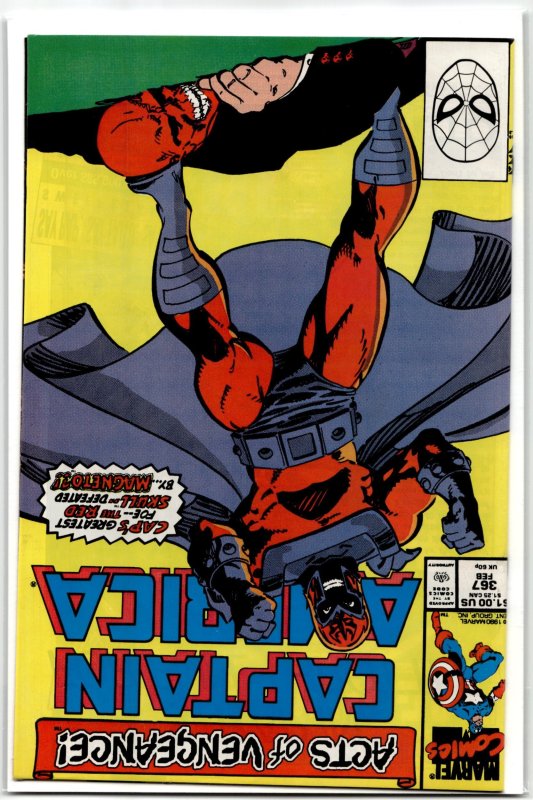 Captain America #367 (Marvel Comics, 1990), raw, ungraded comic book — front cover