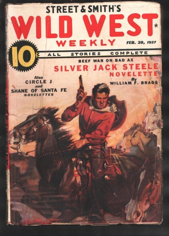 Pulp: Wild West Weekly 2/20/1937-Silver Jack Steele-Circle J-Shane of Santa ..., raw, ungraded comic book — front cover
