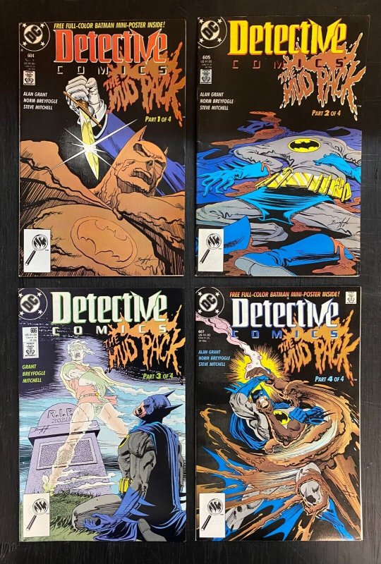 Detective Comics (1937) #'s 604 605 606 607 Complete VF- (7.5) "The Mud Pack" (1937), raw comic book in VF- 7.5 condition — front cover