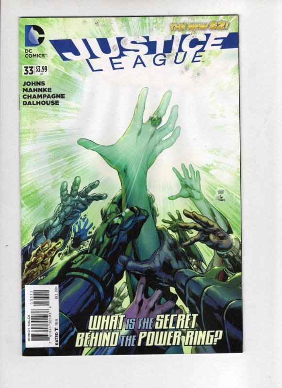 Justice League #33 (DC Comics, 2014), raw comic book in NM 9.4 condition — front cover