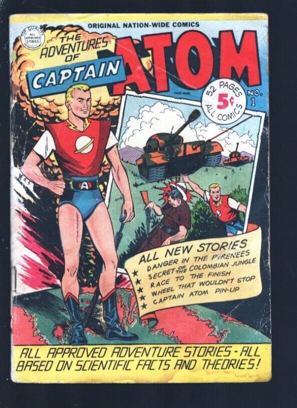 Captain Atom #1 (1951), raw, ungraded comic book — front cover