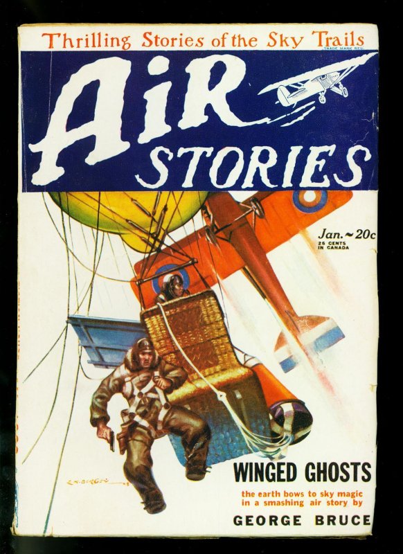 Pulp: Air Stories Pulp January 1929- Winged Ghosts- Fiction House- VG (Fiction House), raw comic book in VG condition — front cover