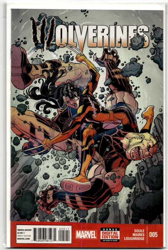Wolverines #5 (Marvel Comics, 2015), raw, ungraded comic book — front cover