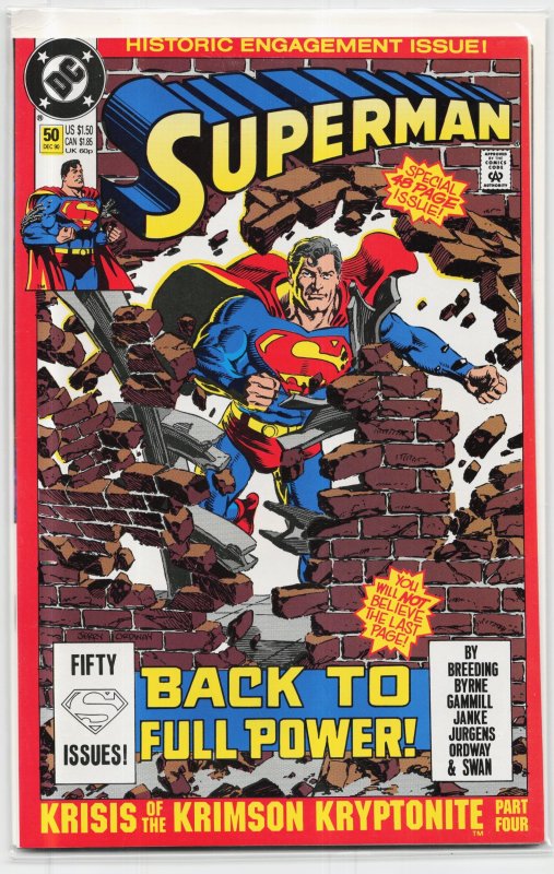 Superman #50 (DC Comics, 1990), raw, ungraded comic book — front cover