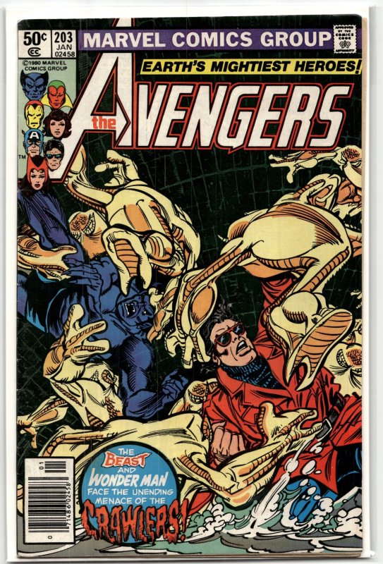 The Avengers #203 (Marvel Comics, 1981), raw, ungraded comic book — front cover