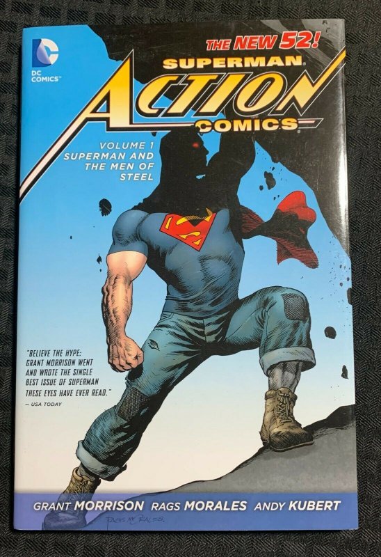 2012 Superman Action Comics v.1 Men of Steel Hc/dj Nm-/vf 1st DC / Fisherman (DC Comics, 2012), raw comic book in NM- condition — front cover
