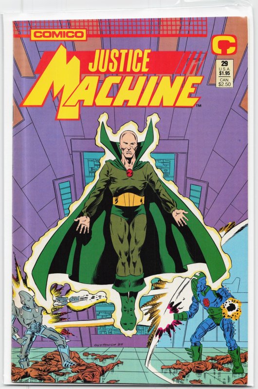 Justice Machine #29 (1989), raw, ungraded comic book — front cover