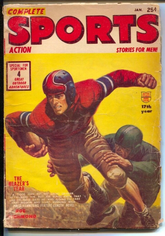 Pulp: Complete Sports 1/1955-football Game Cover-George Johnson Auto Race St..., raw, ungraded comic book — front cover