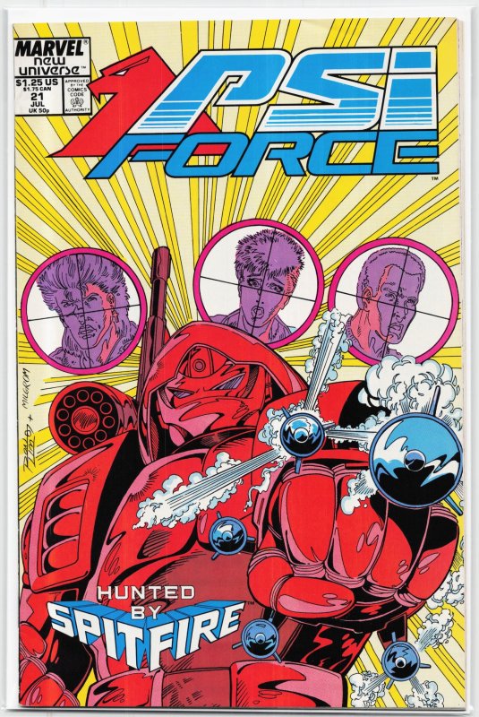 Psi-Force #21 (Marvel Comics, 1988), raw, ungraded comic book — front cover
