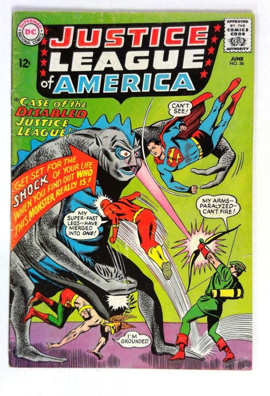 Justice League of America #36 (DC Comics, 1965), raw comic book in VG condition — front cover