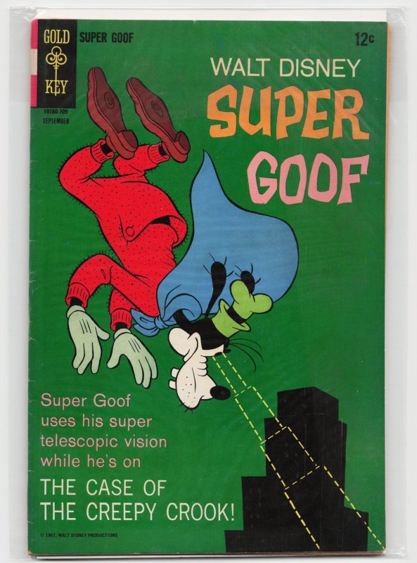 Top Comics Walt Disney Super Goof #1 (Gold Key, 1967), raw, ungraded comic book — front cover