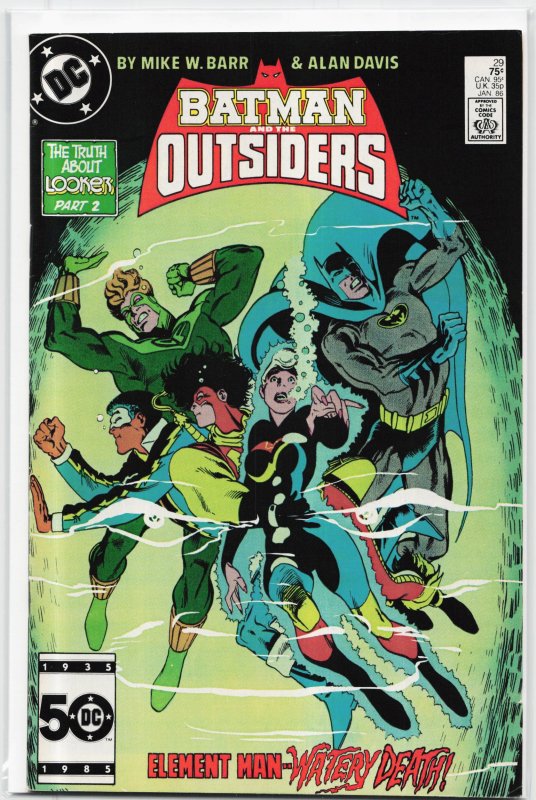 Batman and the Outsiders #29 (DC Comics, 1986), raw, ungraded comic book — front cover