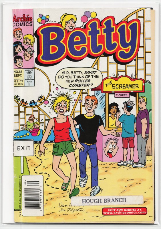 Betty #65 (Archie Comics, 1998), raw, ungraded comic book — front cover