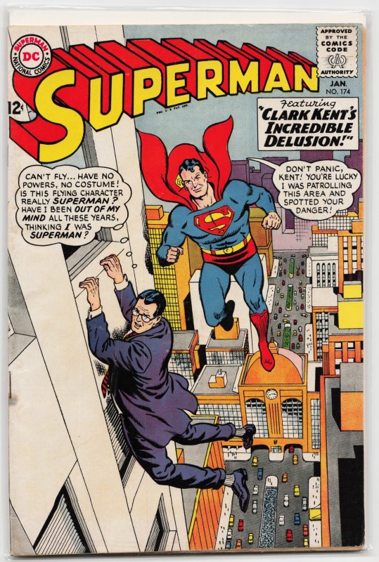 Superman #174 (DC Comics, 1965), raw, ungraded comic book — front cover