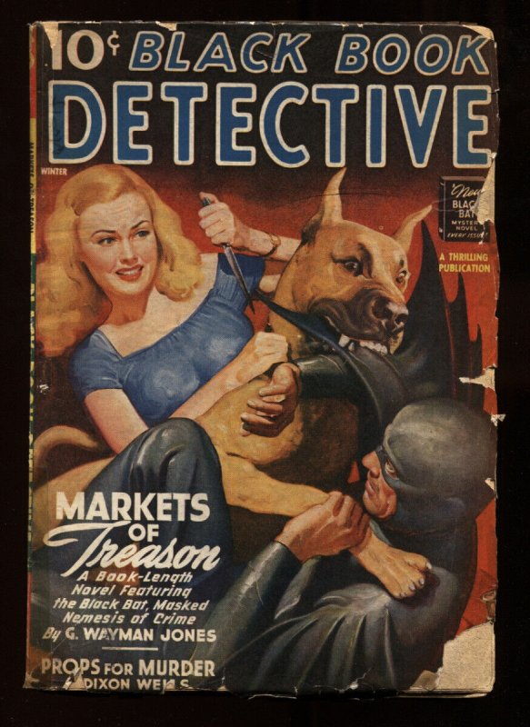 Pulp: Black Book Detective Feb 1944-Black Bat-pulp Magazine (1944), raw, ungraded comic book — front cover