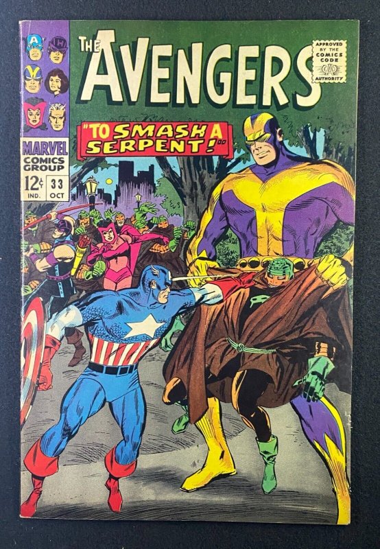 Avengers #33 (Marvel Comics, 1963), raw comic book in VF- 7.5 condition — front cover