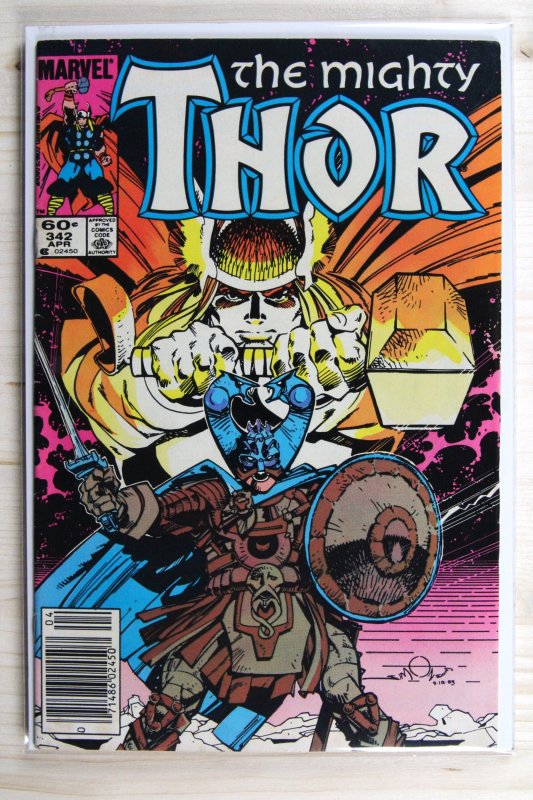 Thor #342 (Marvel Comics, 1984), raw comic book in VF+ 8.5 condition — front cover