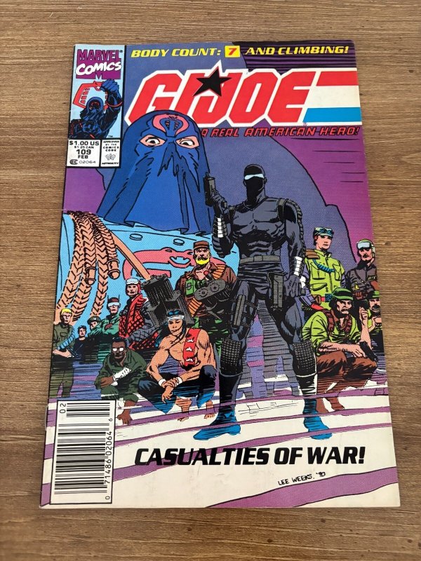 G.I. Joe #109 (Marvel Comics), raw comic book in VF/NM condition — front cover