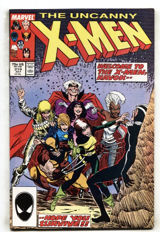 X-Men #219 (Marvel Comics, 1987), raw comic book in NM- condition — front cover