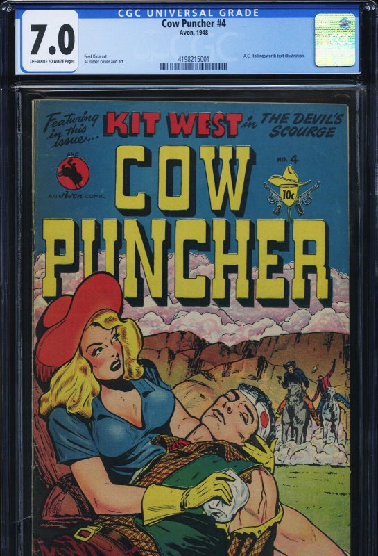 COW Puncher #4 - 7.0, OW-W - Avon - Good Girl Art - Golden Age (Avon Periodicals), raw comic book in 7.0 condition — front cover