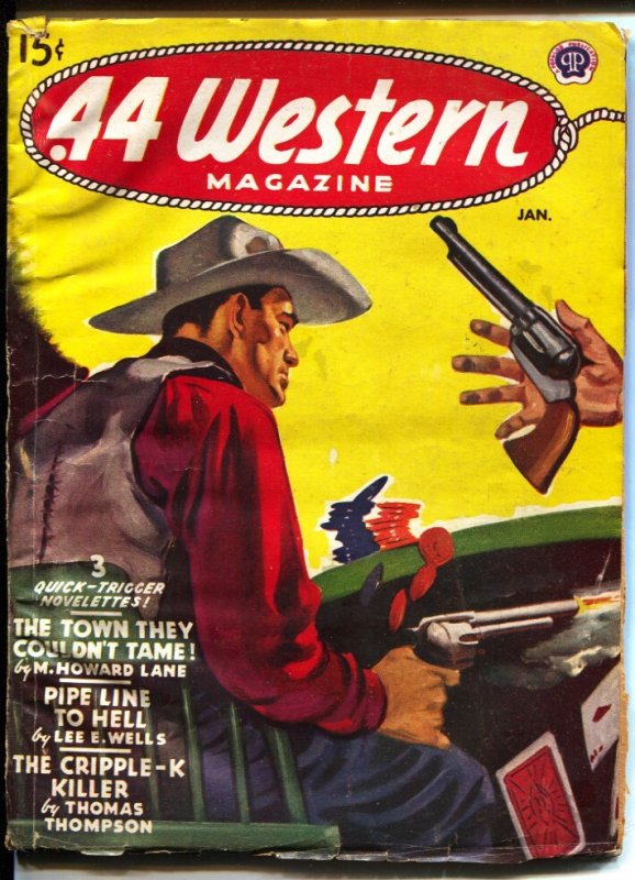 .44 Western 1/1946-Poker Game Gunfight Cover-poker Chips-Story About Temlpe Hous, raw, ungraded comic book — front cover