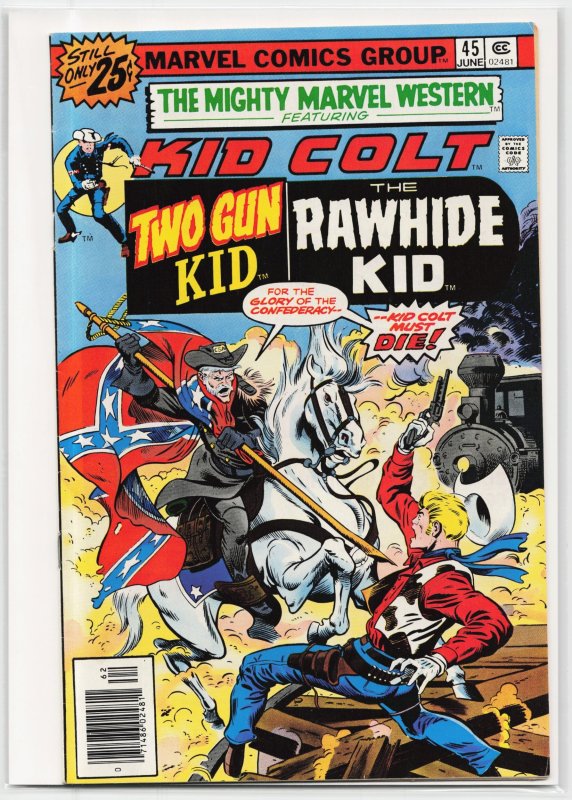 The Mighty Marvel Western #45 (Marvel Comics, 1976), raw, ungraded comic book — front cover