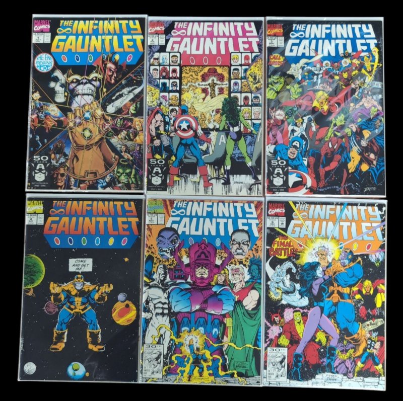 Infinity Gauntlet # 1 2 3 4 5 6 Death of Captain America 1991 Marvel Comics FN+ (Marvel Comics, 1991), raw comic book in FN+ condition — front cover