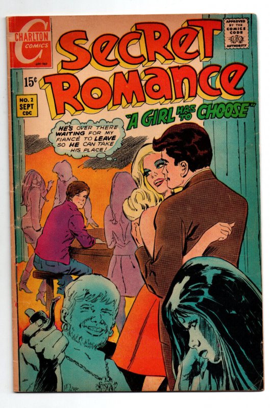 Secret Romance #2 (Charlton Comics, 1969), raw comic book in VG condition — front cover
