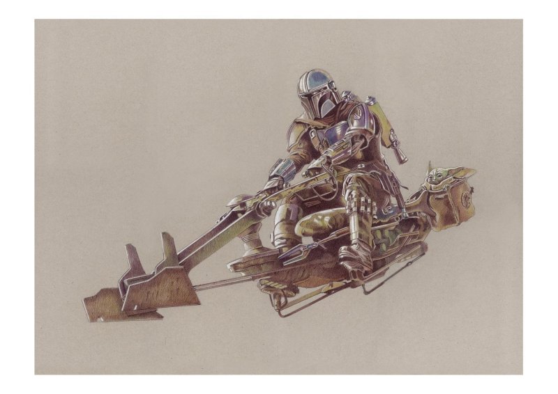 The Mandalorian Speeder Biker, High-quality A4 Lithograph. Artist: Miguel Alfaro, raw, ungraded comic book — front cover