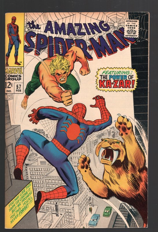 Amazing Spider-Man #57 (Marvel Comics, 1968), raw comic book in VF- 7.5 condition — front cover