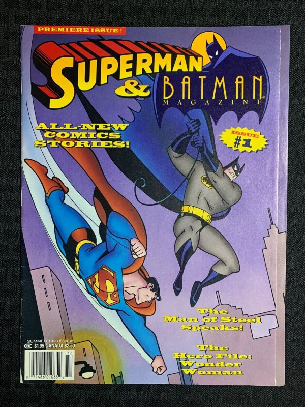 1993 Batman & Superman Magazie #1 (1993), raw comic book in FN+ 6.5 condition — front cover