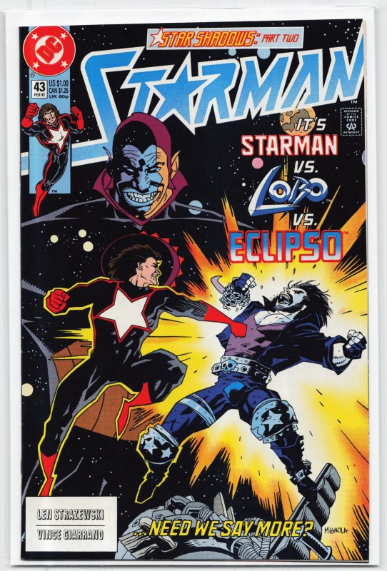 Starman #43 (DC Comics, 1992), raw, ungraded comic book — front cover