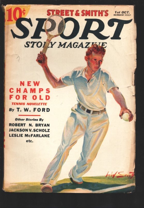 Sport Story 10/1/1937-Tennis Cover art by Joseph Farrelly-Boxing-baseball-golf-L, raw, ungraded comic book — front cover