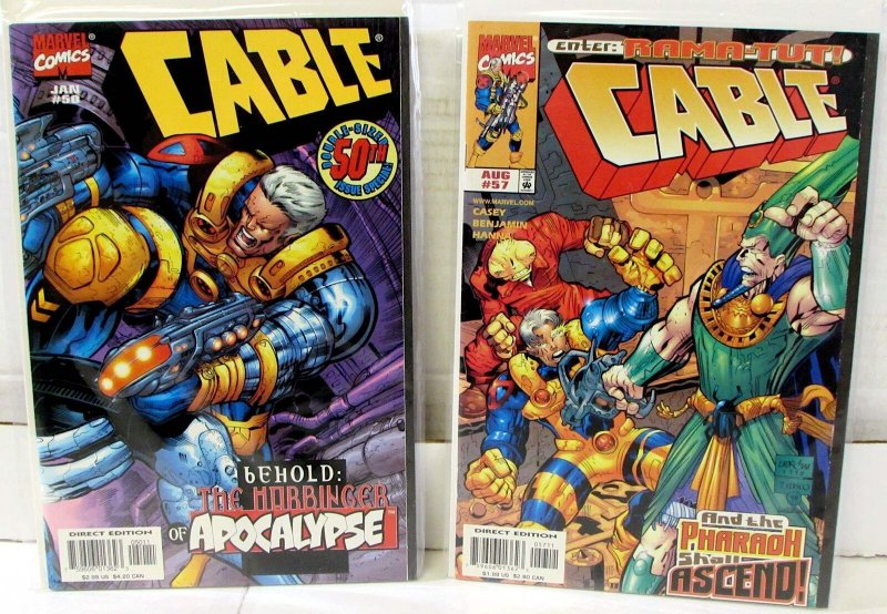 Cable Lot of 2 #50, 57 (1998) Marvel 9.0 Vf/nm 1st Print Comic Books (Marvel Comics, 1998), raw comic book in VF/NM 9.0 condition — front cover