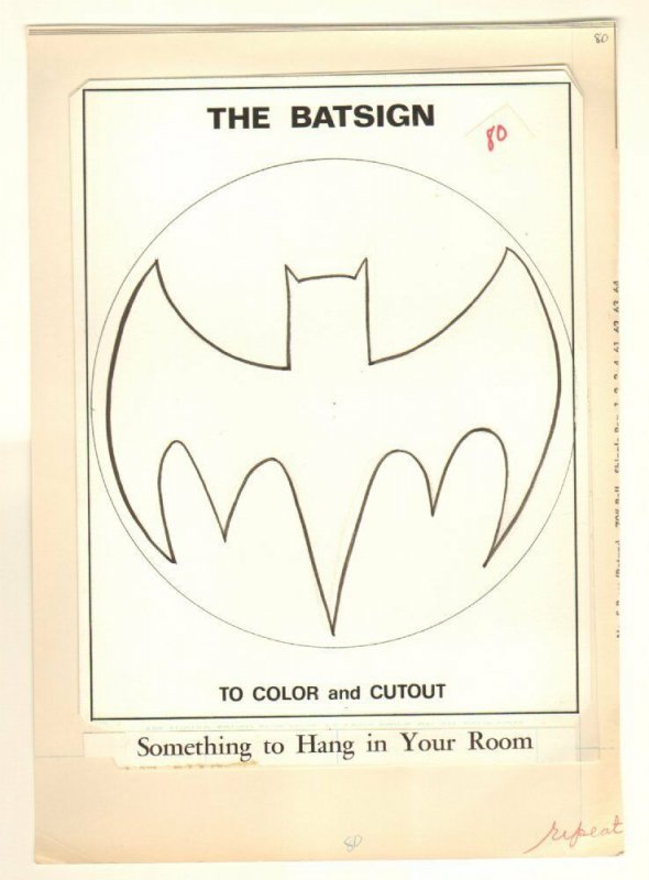 Batman Coloring Book Art P.80 - Batsignal - 1966 by Jason Studios (1966), raw, ungraded comic book — front cover