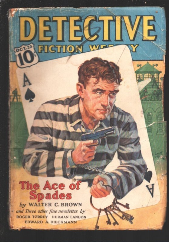 Detective Fiction Weekly 10/23/1937-"Ace of Spades" Jailbreak Cover-Roger Torrey, raw, ungraded comic book — front cover