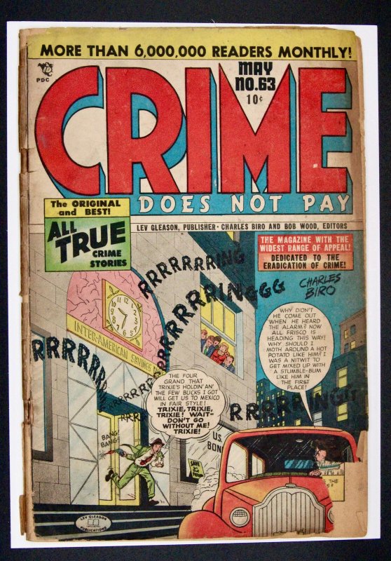 Crime Does Not Pay #63 (Lev Gleason Publications, 1948), raw, ungraded comic book — front cover