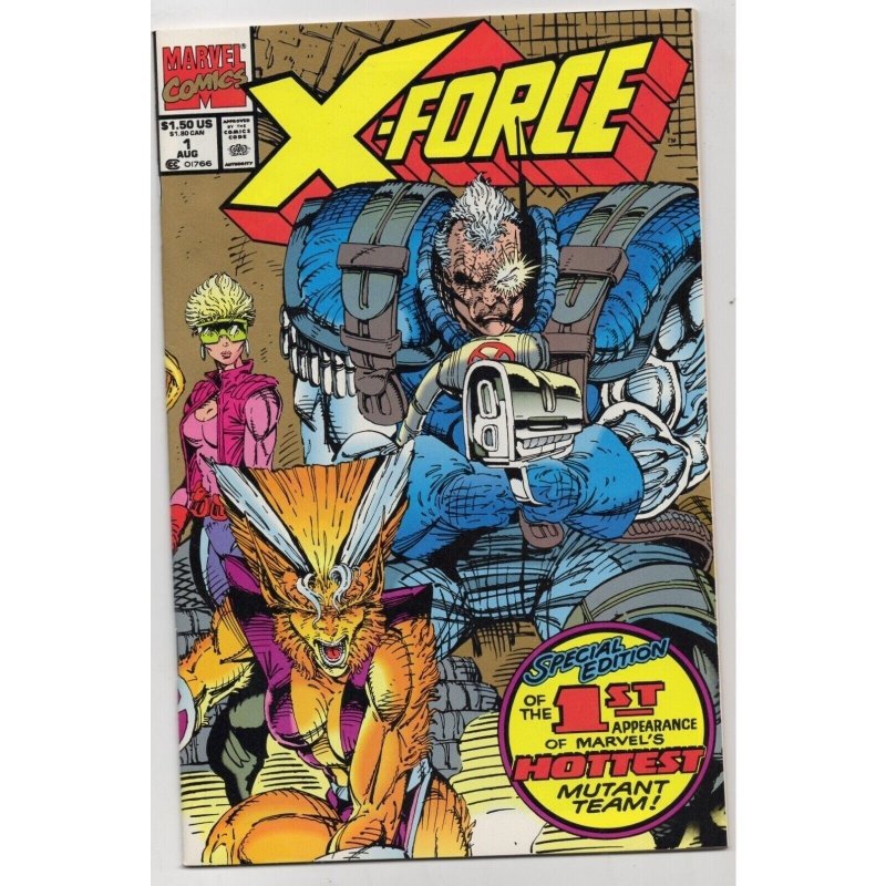 X-Force #1 (Marvel Comics, 1991), raw comic book in NM+ 9.6 condition — front cover