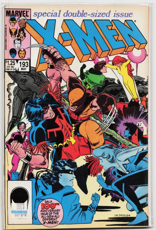 The Uncanny X-Men #193 (Marvel Comics, 1985), raw, ungraded comic book — front cover