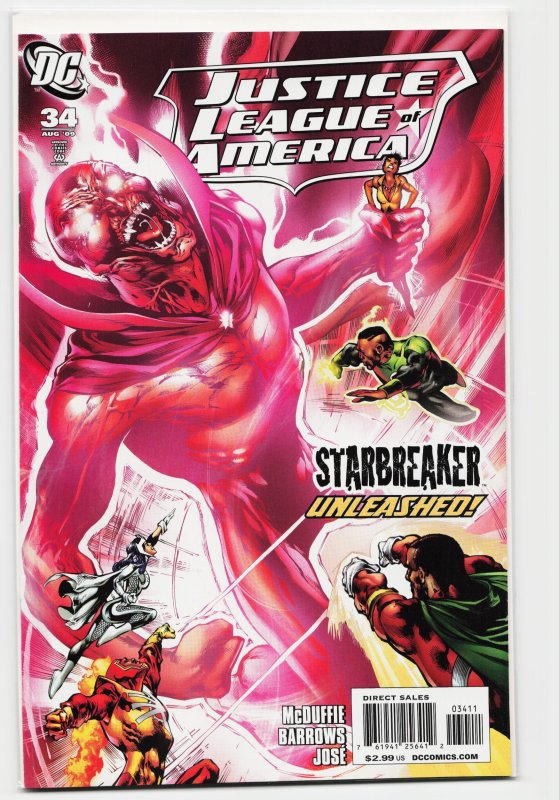 Justice League of America #34 (DC Comics, 2009), raw, ungraded comic book — front cover